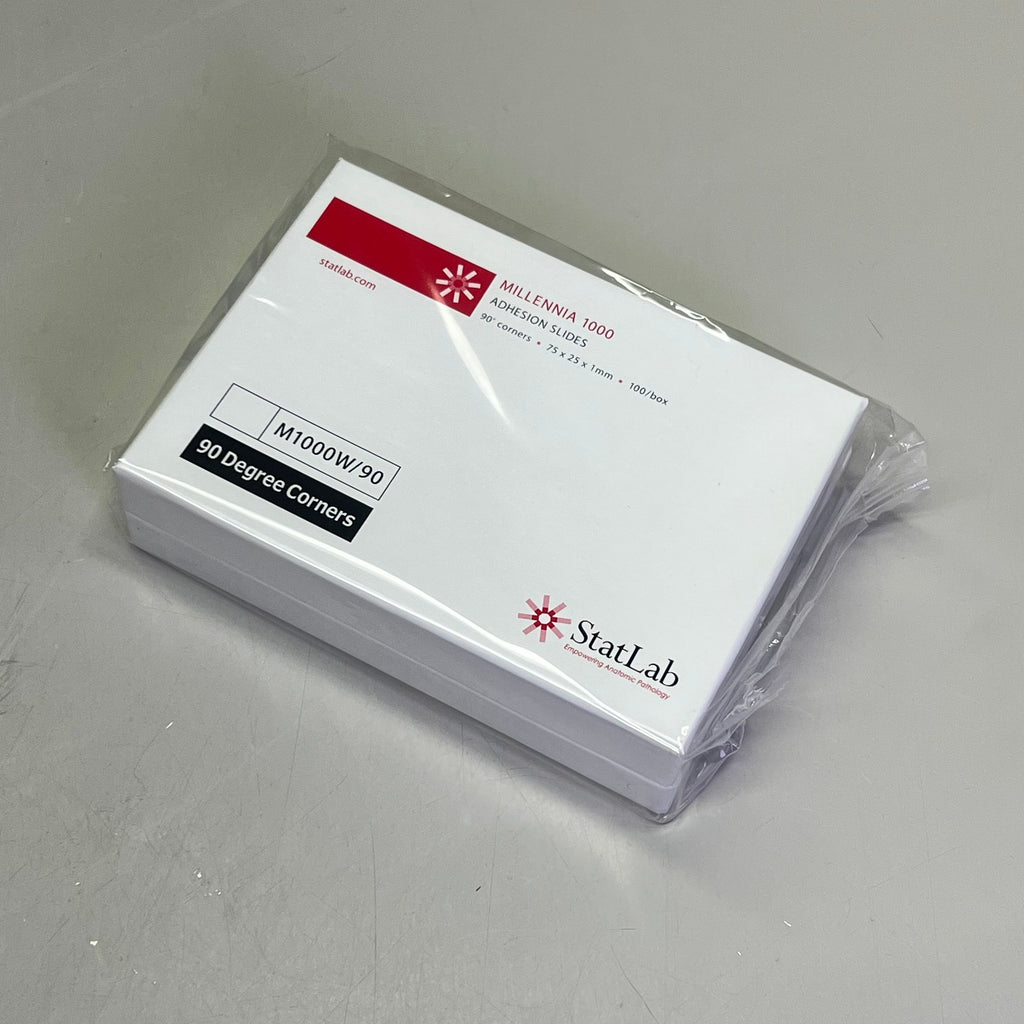 STATLAB (100 PACK) Millennia 1000 Adhesion Slides 90° Corners 75x25mm M1000W/90