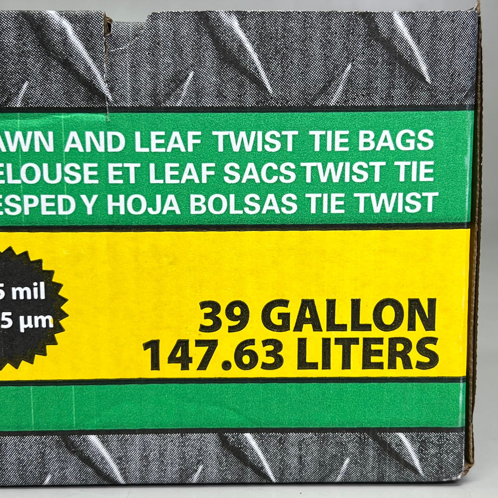 VULCAN (40 Bags) Lawn & Leaf Twist Tie Trash Bags 39 Gallon, Black