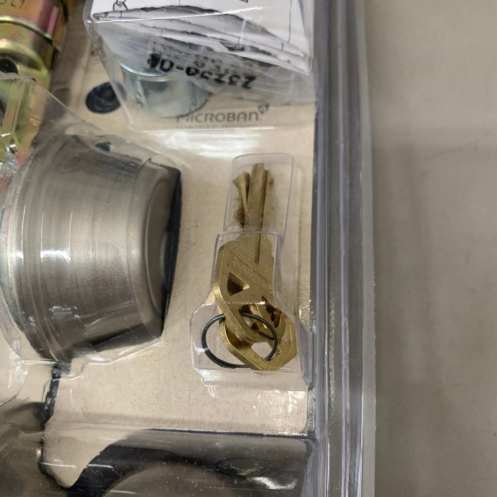 KWIKSET Single Cylinder Deadbolt Keyed Entry Door Knob Combo 2-3/8"x 2-3/4" Silver 96900-320
