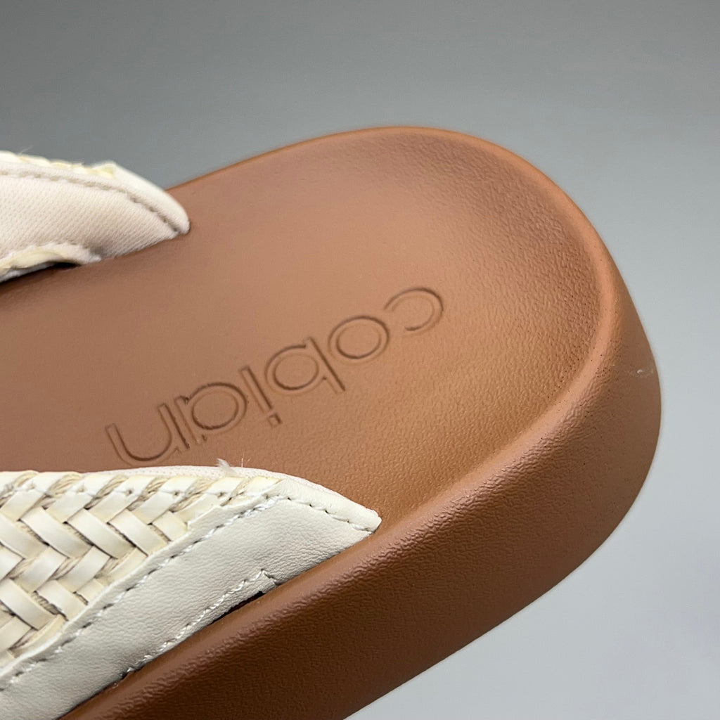COBIAN Palmilla Braided Synthetic Leather Strap Women's Sz 7 EU 37 Cream PAL25-110-7
