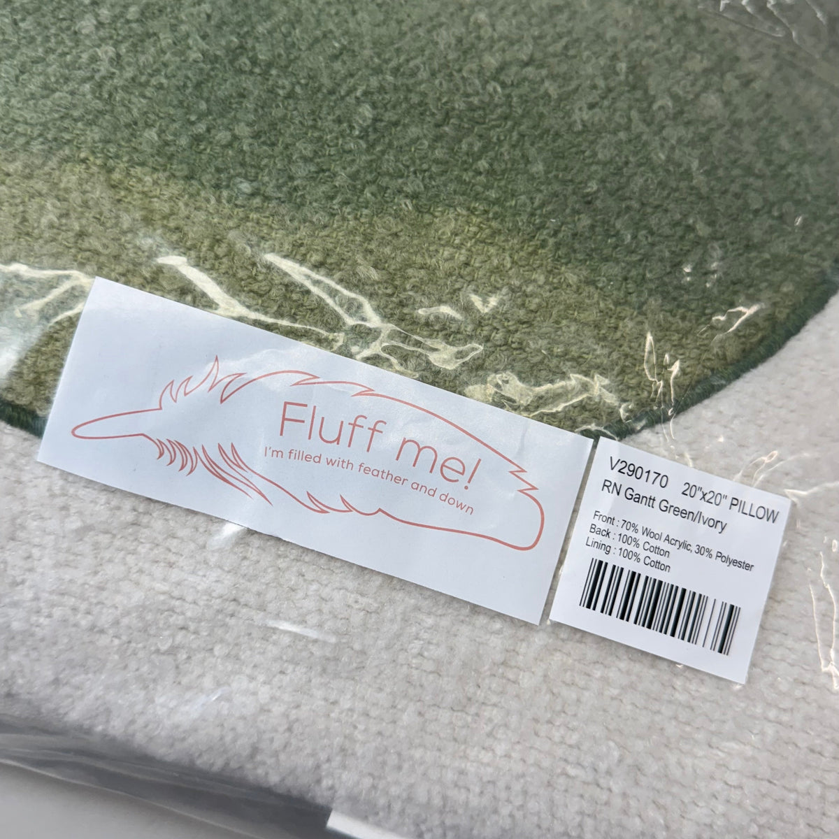VILLA RN 20"x20" Gantt Pillow in Green/Ivory