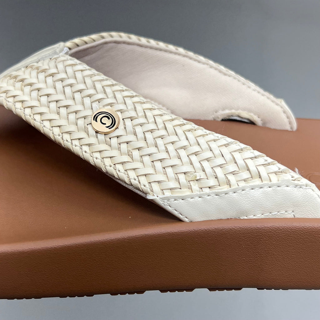 COBIAN Palmilla Braided Synthetic Leather Strap Women's Sz 10 EU 41 Cream PAL25-110-10