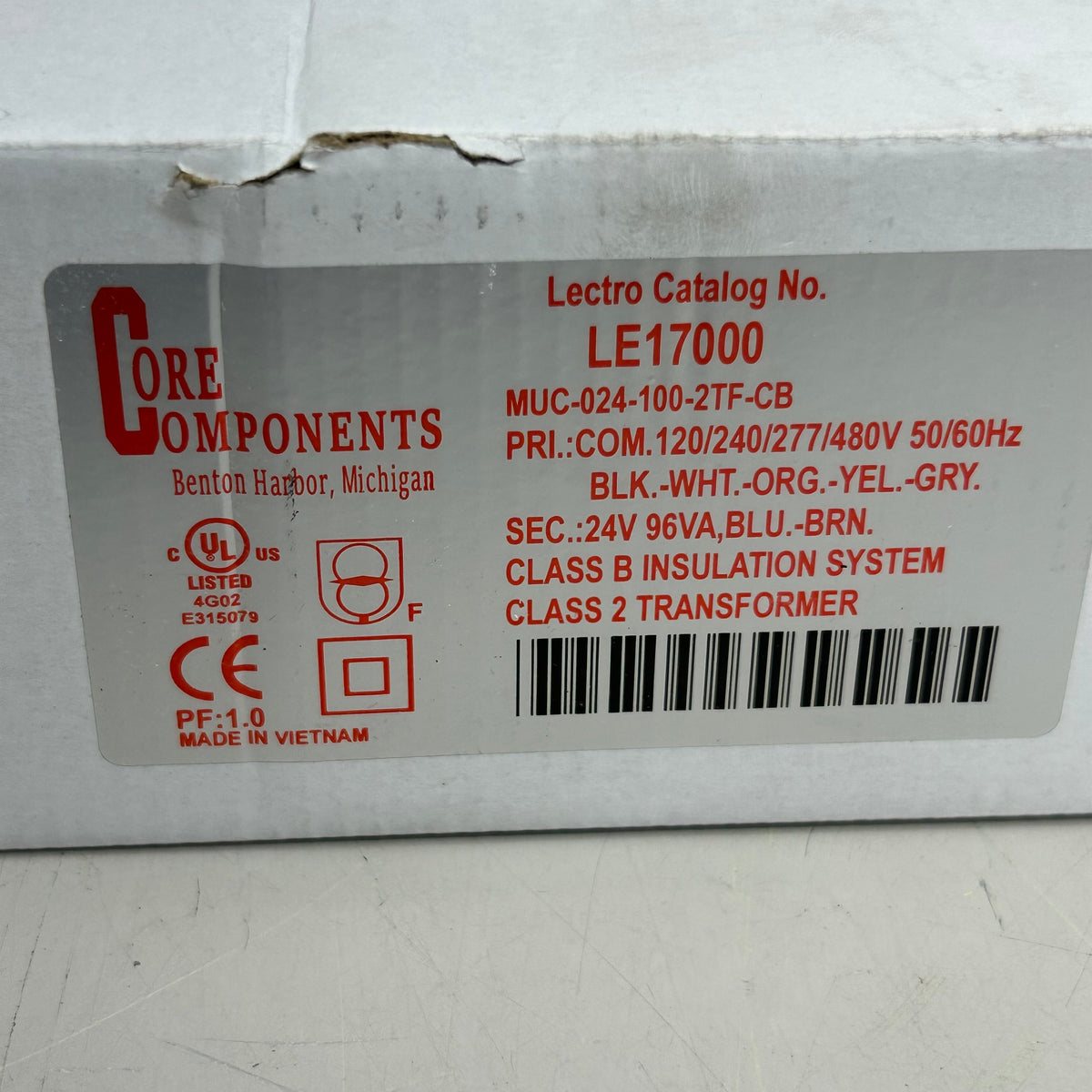 CORE COMPONENTS Lectro Catalog Control Transformer  New Other-Distressed Packaging LE117000