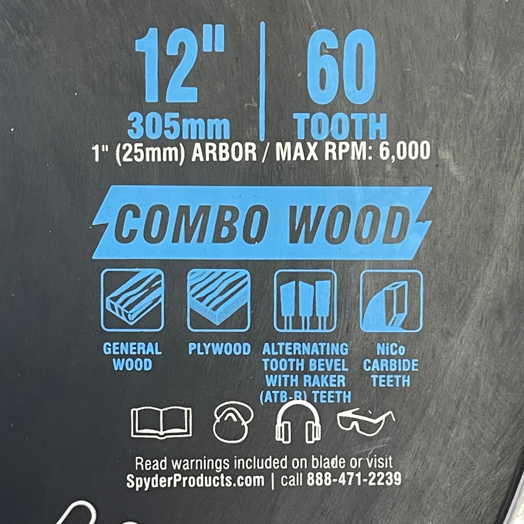 SPYDER Tarantula Combo Wood Circular Saw Blade 60-Tooth, 12" Black 13022