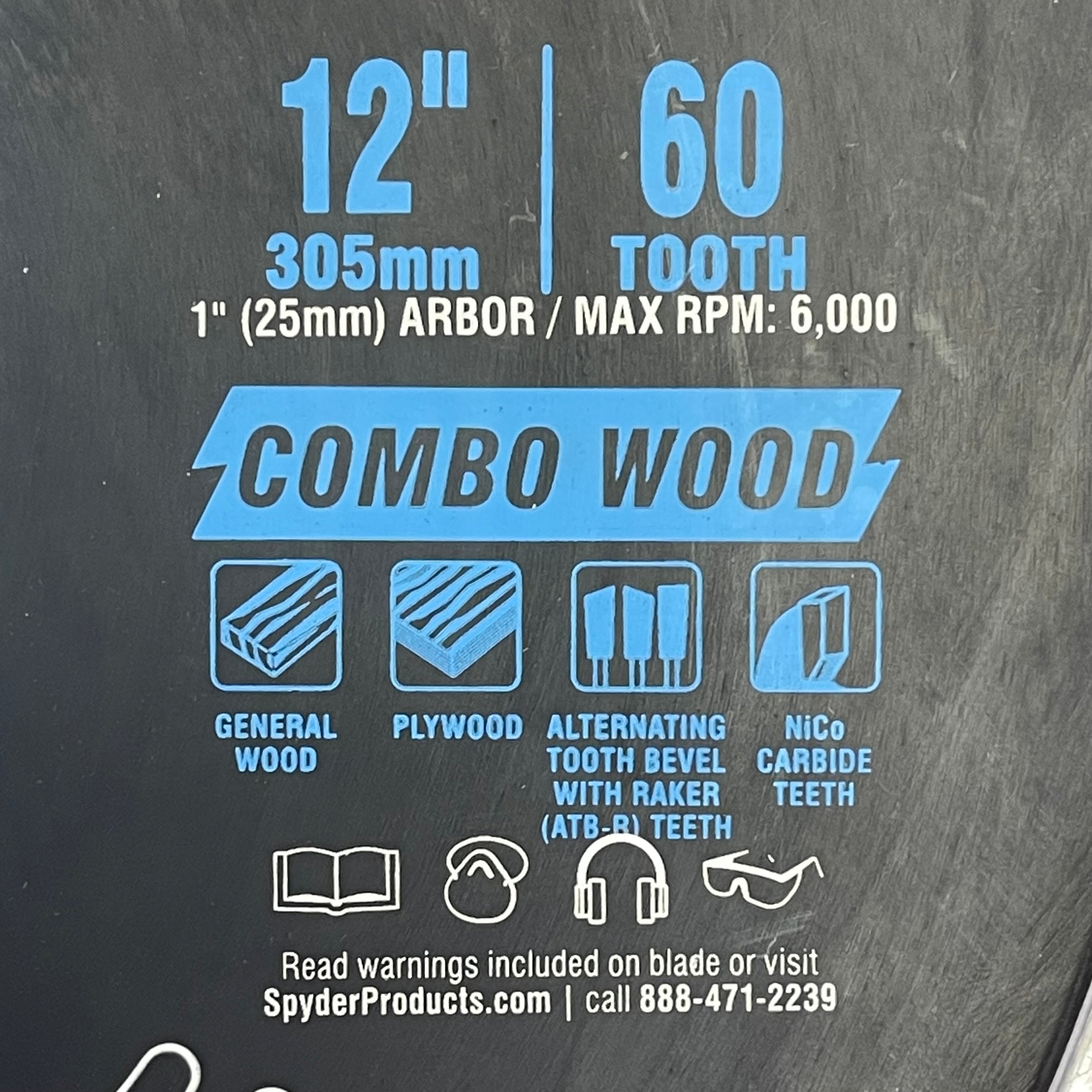 SPYDER Tarantula Combo Wood Circular Saw Blade 60-Tooth, 12" Black 13022