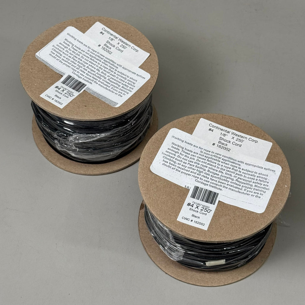 CWC (2 PACK) Rubber Shock Cord Filament Rubber - 1/8" x 250' Black 162002