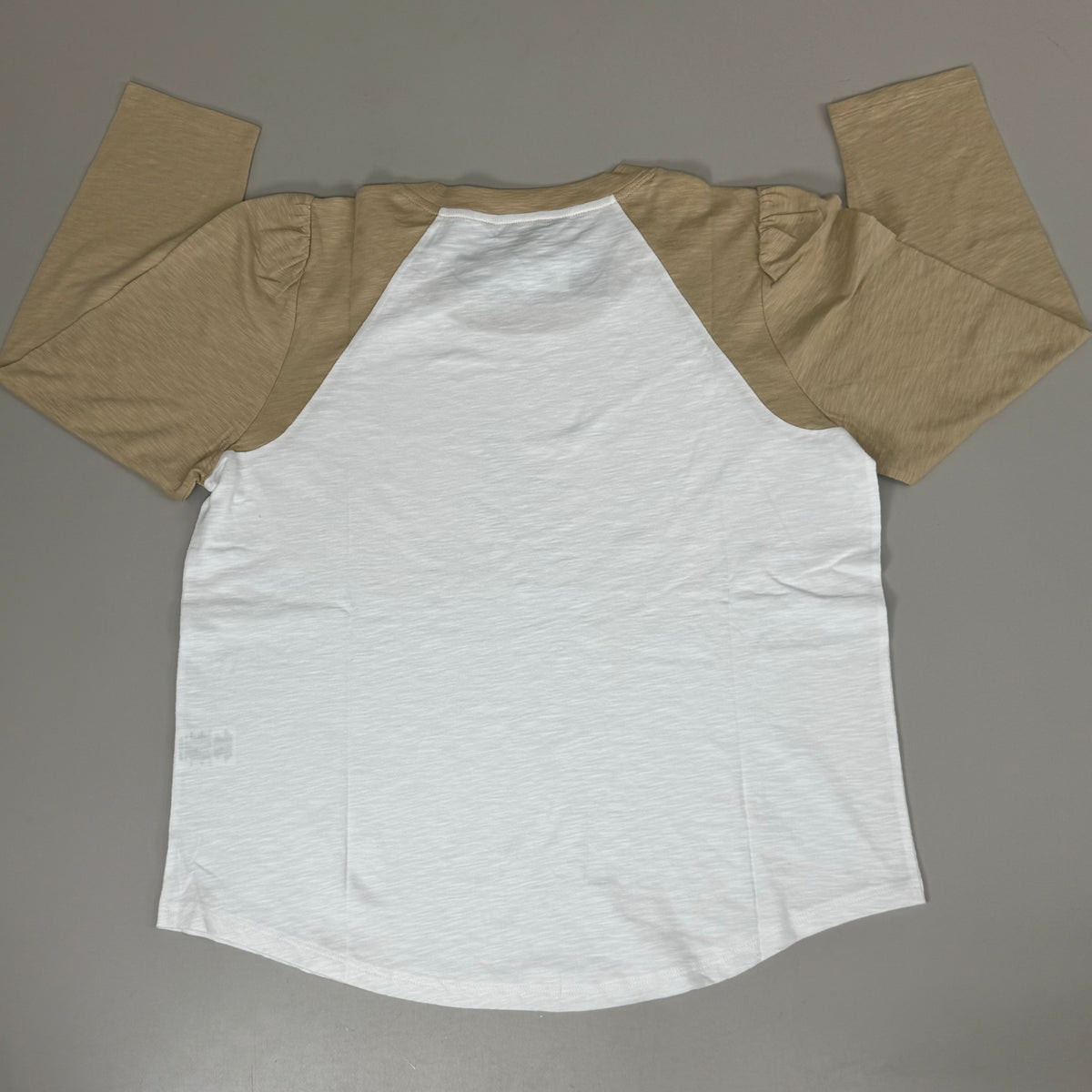VERONICA BEARD Jeans Women's Mason Baseball Tee Sz-XS Stone Khaki/White