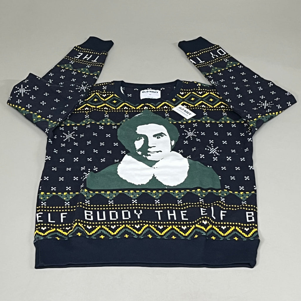 OLD NAVY Men's Christmas Holiday Elf Sweater Sz M Navy/Green 572579-00-1