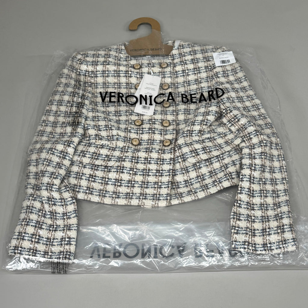 VERONICA BEARD Bentley Tweed Jacket Sz-00 Ivory/Camel 2406TW6810474