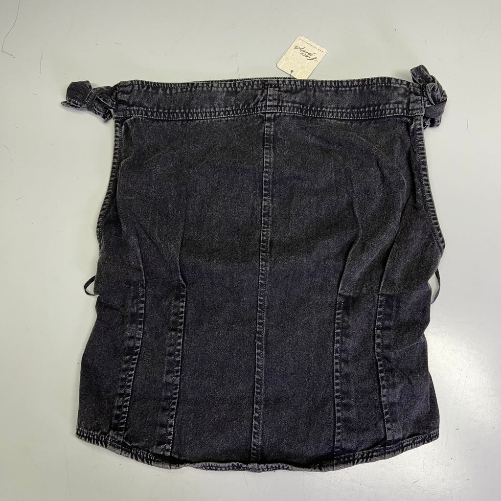 FREE PEOPLE 100% Cotton Louie Indigo Top Women's Sz XS Black 98546724