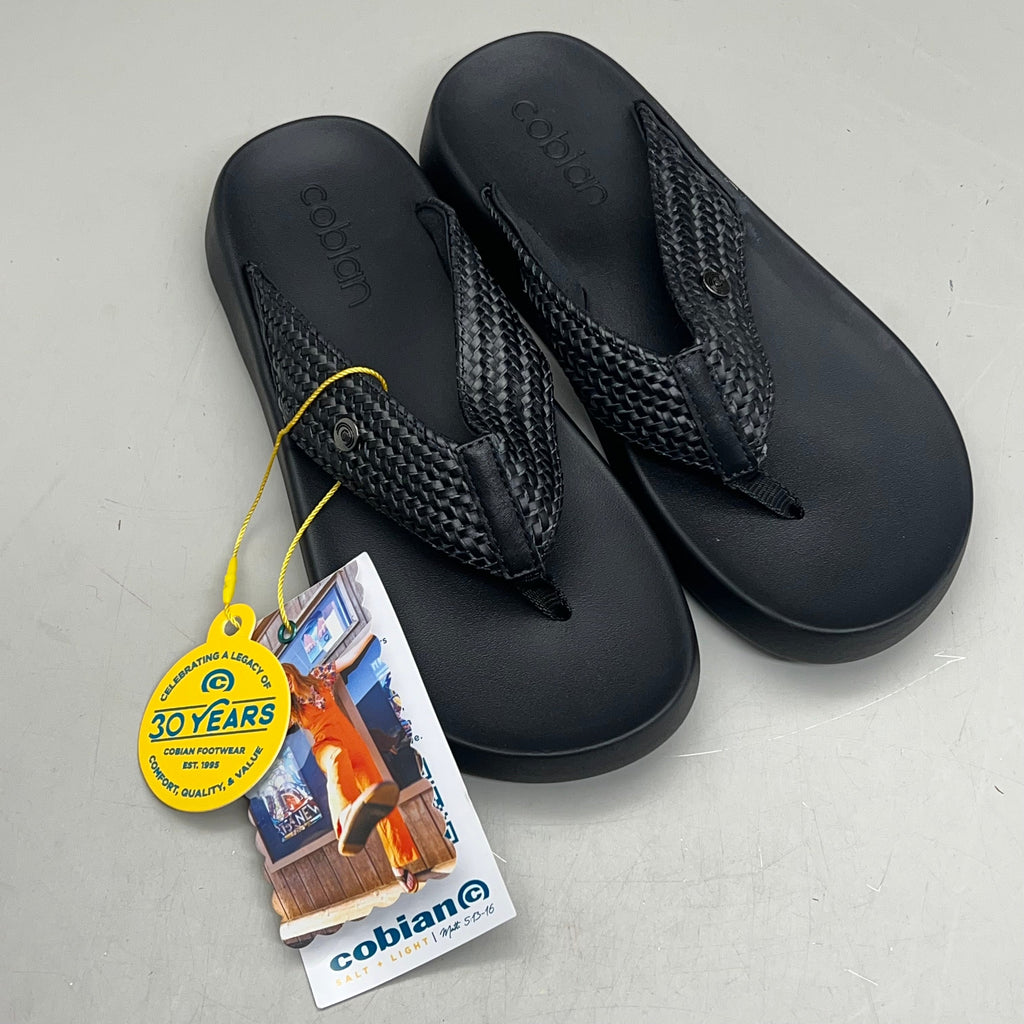 COBIAN Palmilla Braided Synthetic Leather Strap Sandals Women's Sz 10 EU 41 Black PAL25-001-10