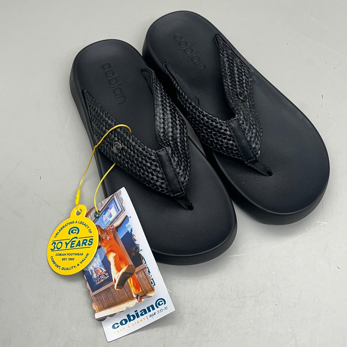 COBIAN Palmilla Braided Synthetic Leather Strap Sandals Women's Sz 10 EU 41 Black PAL25-001-10