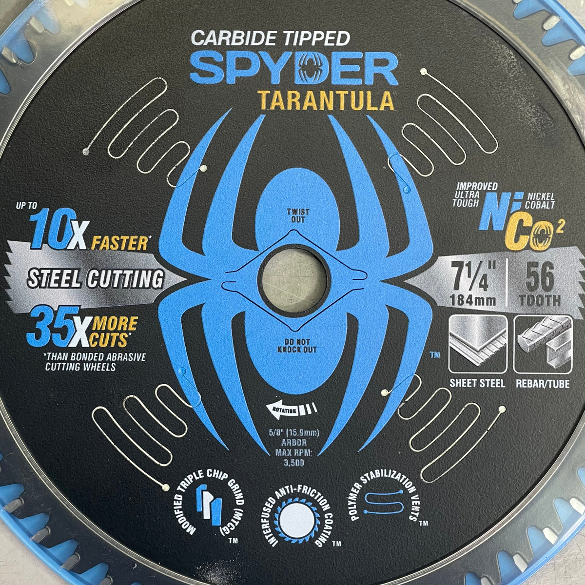 SPYDER Tarantula Steel Cutting Circular Saw Blade 56-Tooth, 7-1/4" Black 13502