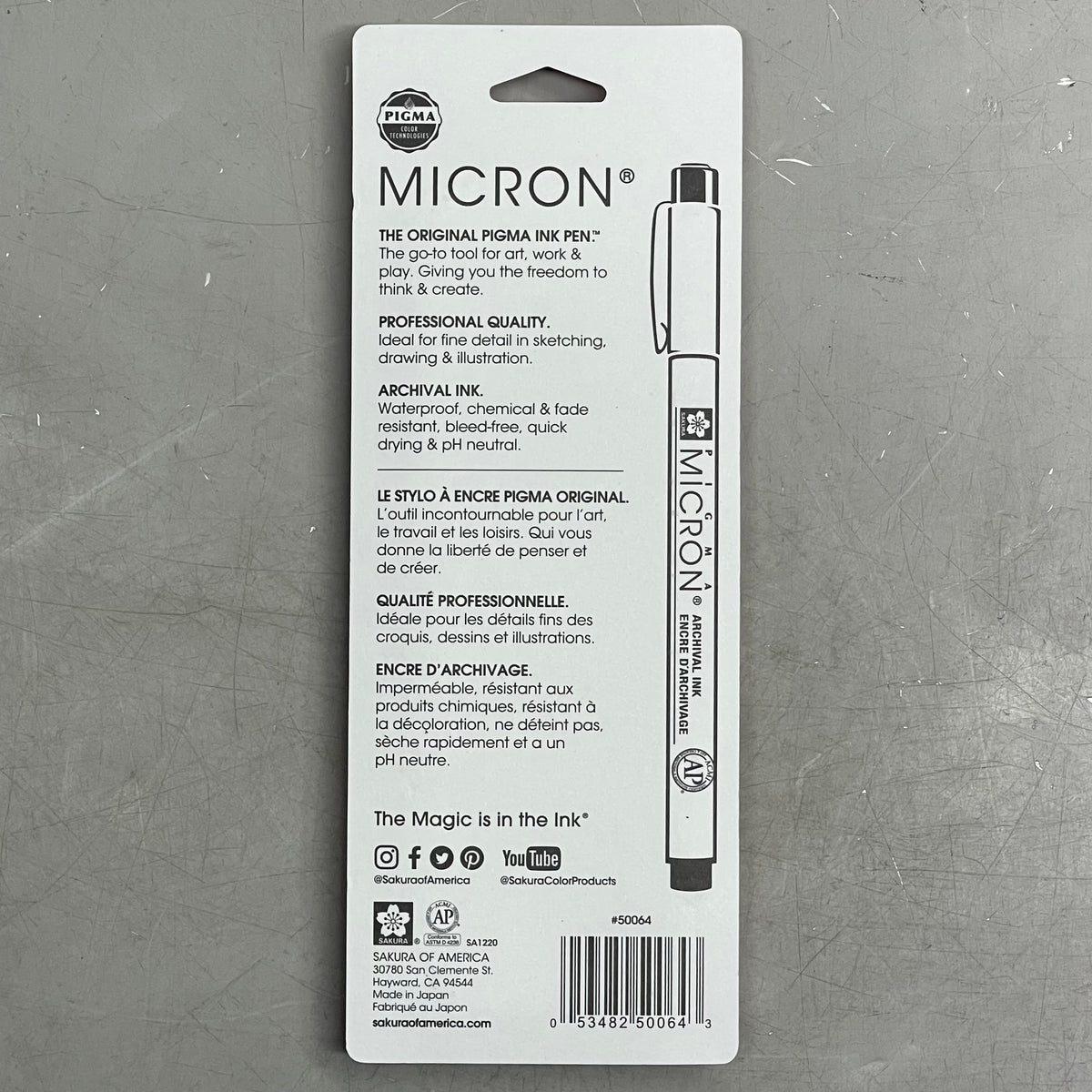 SAKURA (6-PACK) Pigma Micron Pens 0.20mm, 0.30mm, 0.50mm Black 50064
