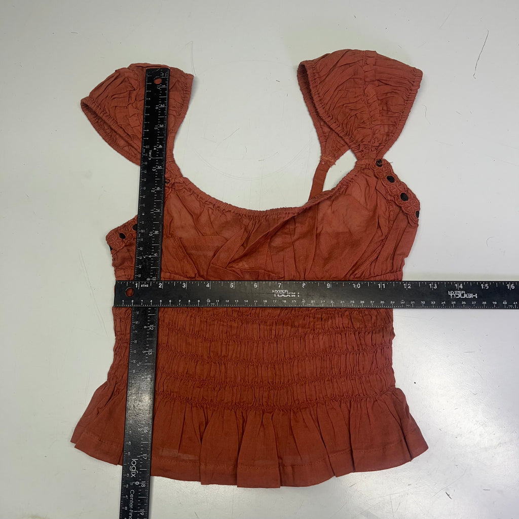 FREE PEOPLE Linen Textile Sweet On Your Crop Women's Sz M Maple Syrup 96849898