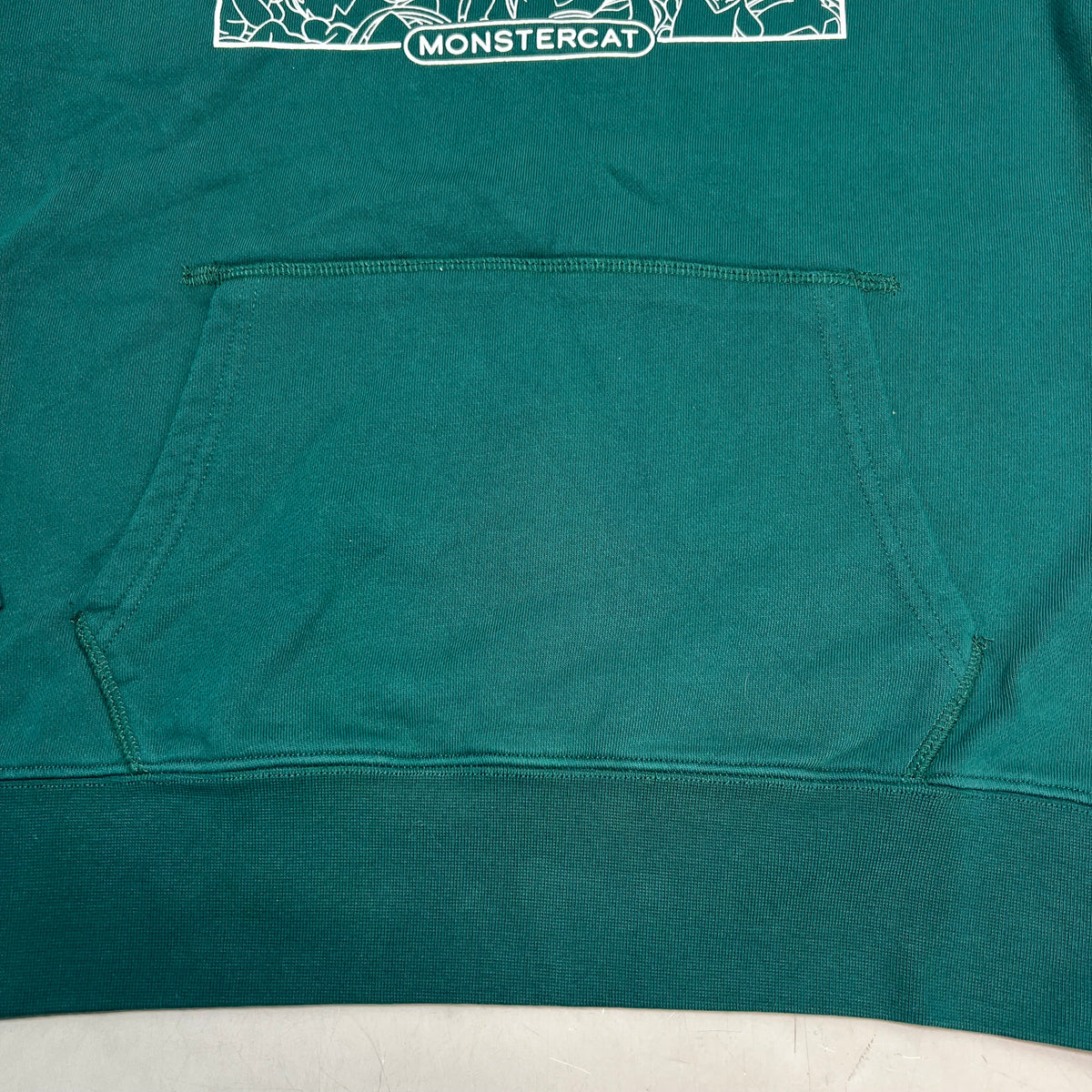 MONSTERCAT Hooded Drawstring Pull Over Sweatshirt Unisex Sz S Emerald Green