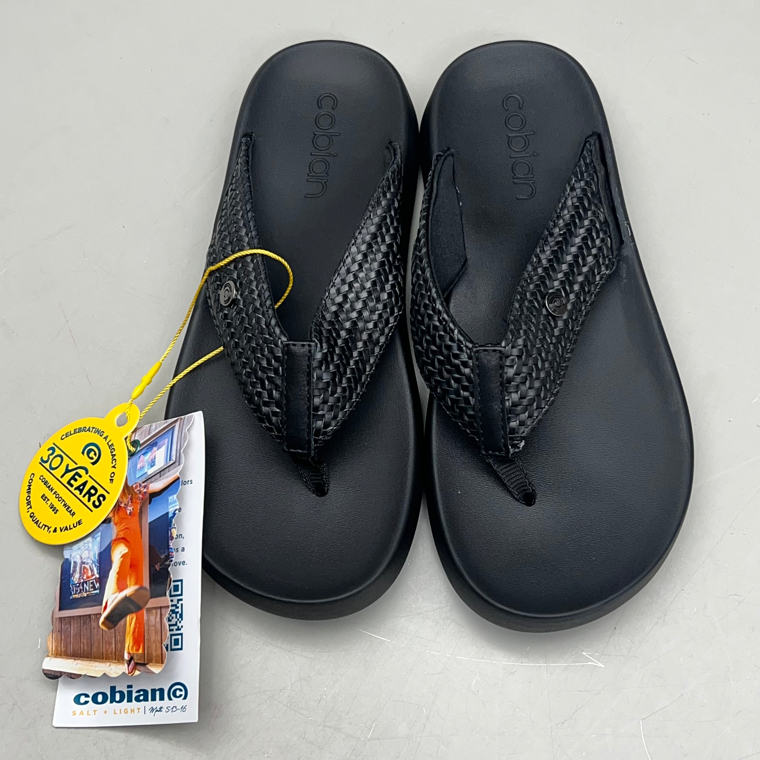 COBIAN Palmilla Braided Synthetic Leather Strap Sandals Women's Sz 10 EU 41 Black PAL25-001-10