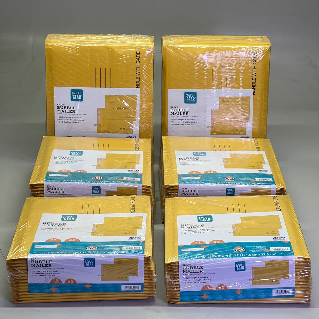 PEN+GEAR (90 Count) #2 Kraft Bubble Mailer 8.5" x 11" Yellow WAL62061