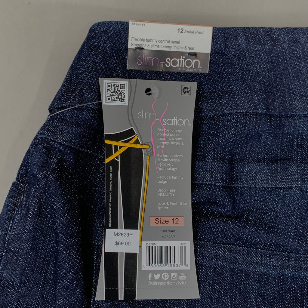MULTIPLES Ankle Pants Petite Women's Sz 12 Denim M2623P