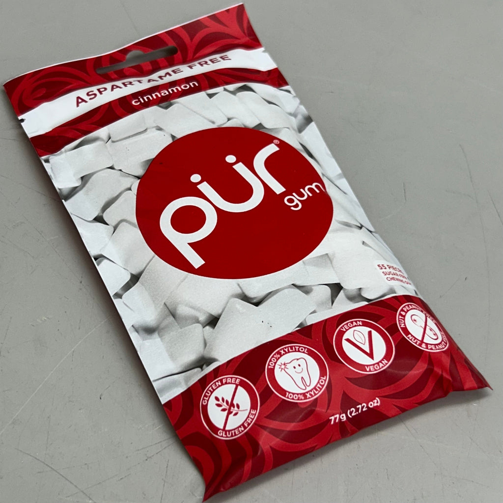 PUR (12 PACK, 55 Pieces Each) Sugar Free Cinnamon Flavored Chewing Gum