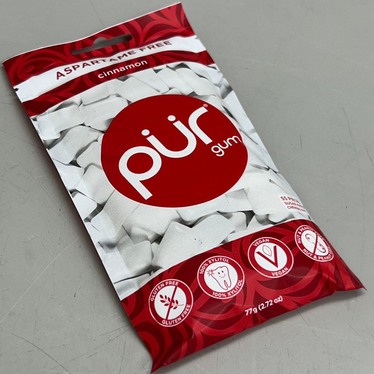 PUR (12 PACK, 55 Pieces Each) Sugar Free Cinnamon Flavored Chewing Gum