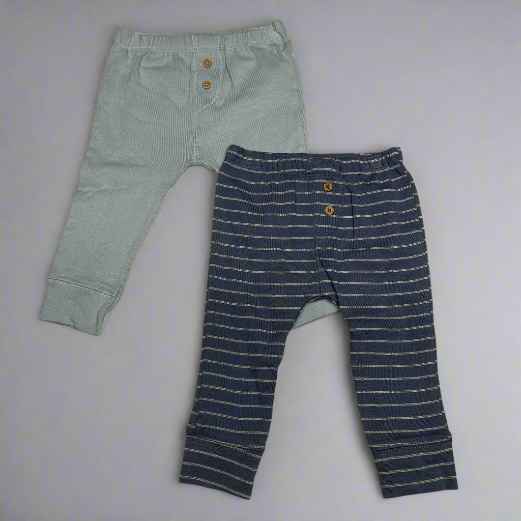CARTERS (SET OF 2) Pull-On 100% Cotton Pants Baby Boy's Sz 12M Blue 1S99510