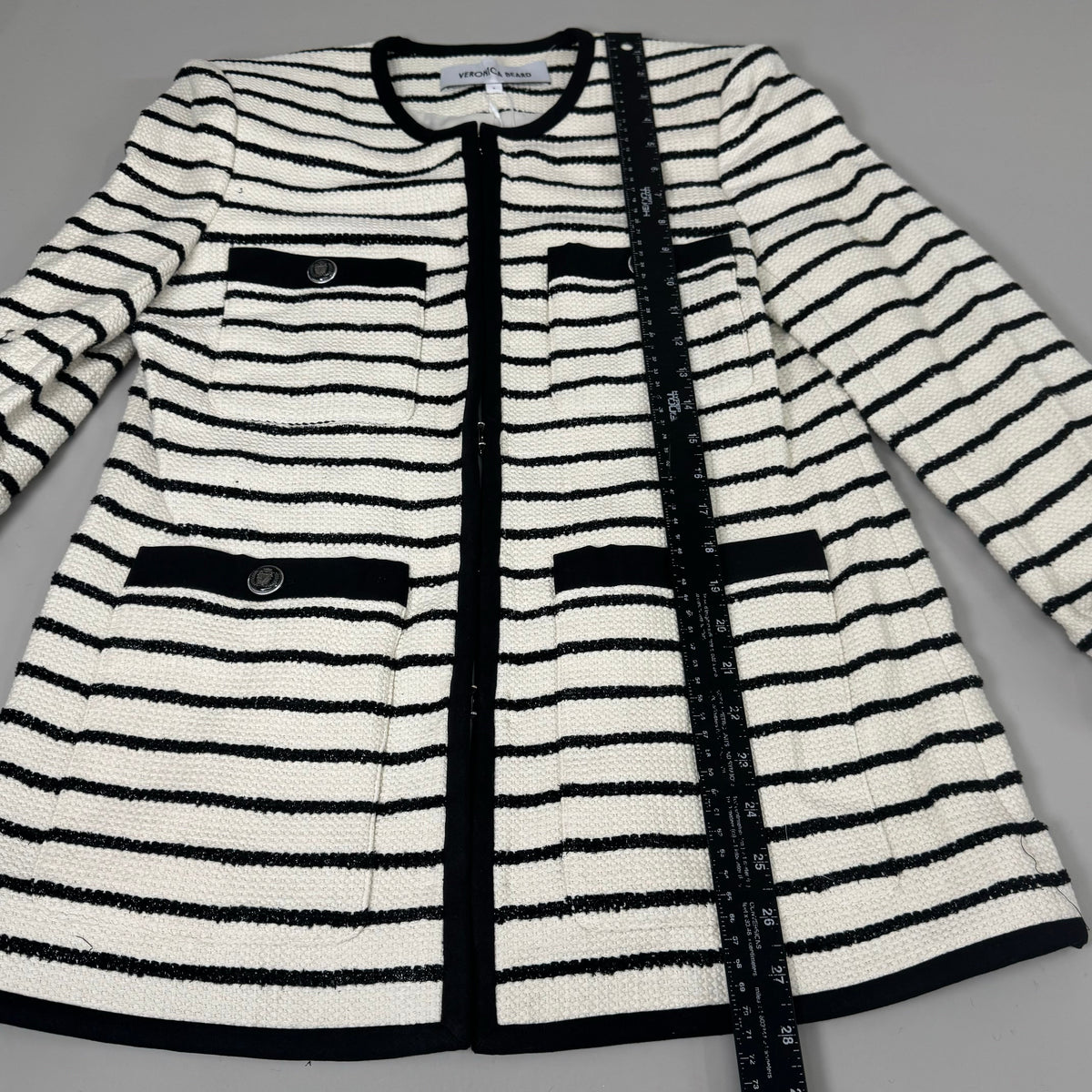 VERONICA BEARD Women's Foster Dickey Jacket Sz-6 Ivory/Black 2406TW7410717