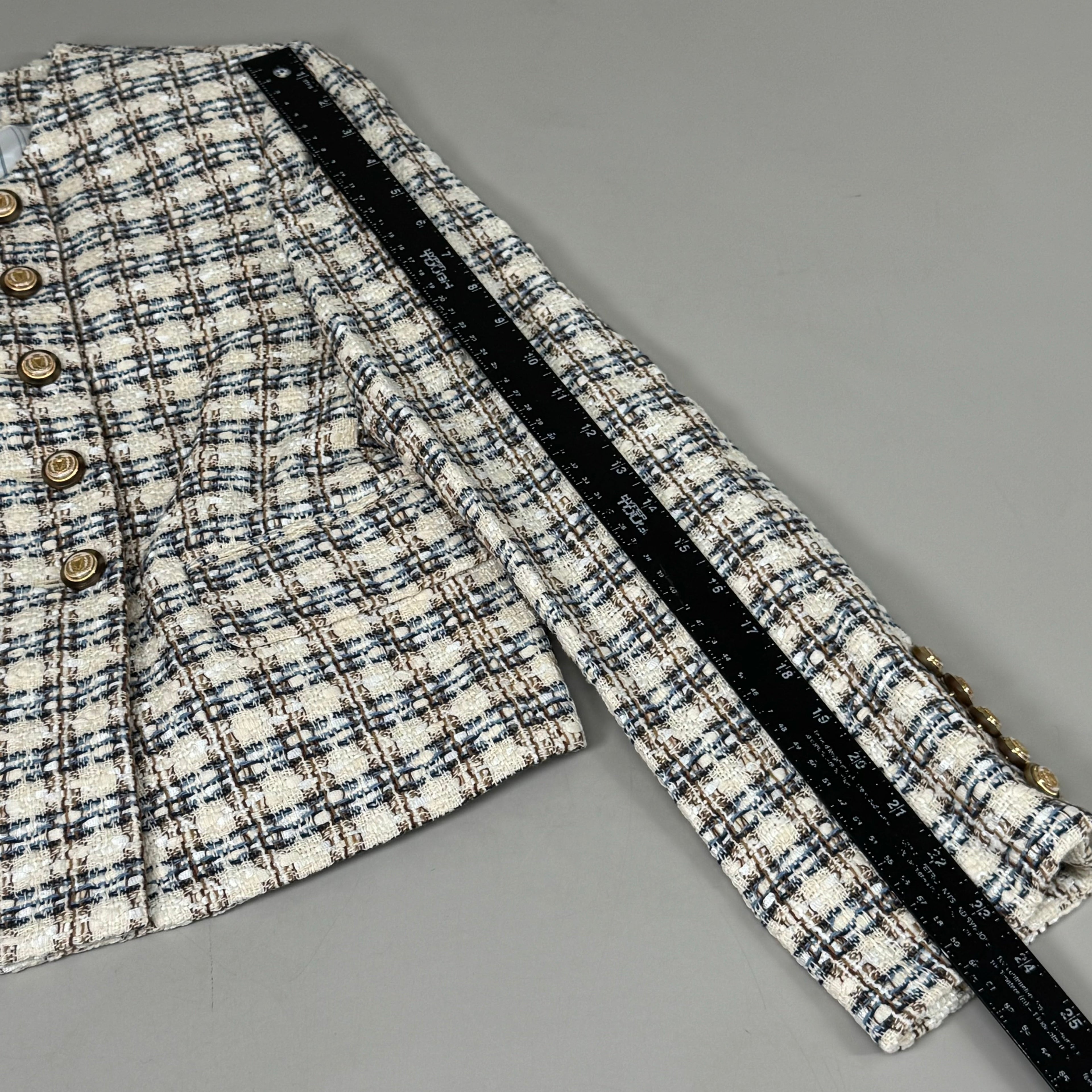 VERONICA BEARD Bentley Tweed Jacket Sz-6 Ivory/Camel 2406TW6810474