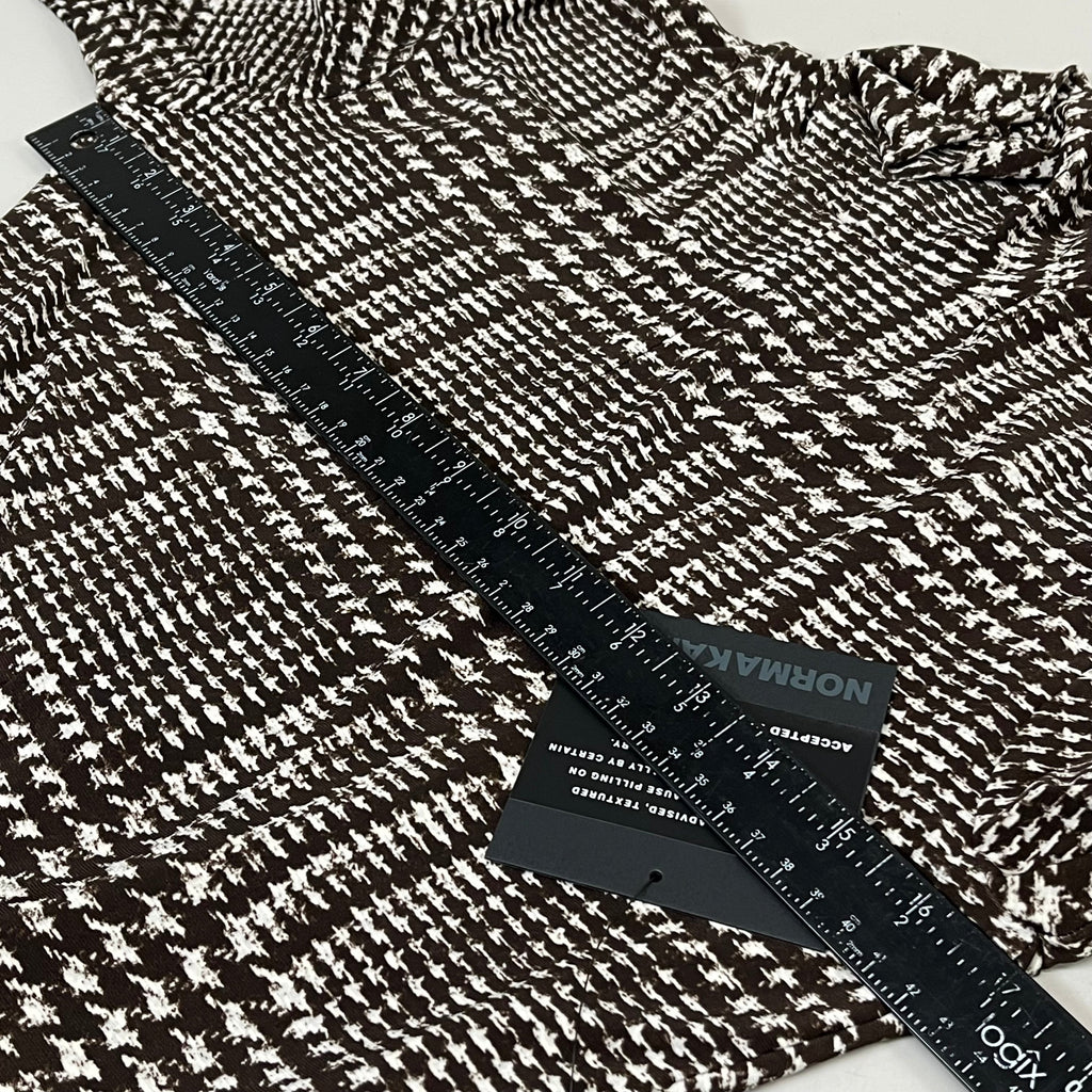 NORMA KAMALI Sleeve Open Back Catsuit Footsie Women's Sz M/38 Chocolate Plaid