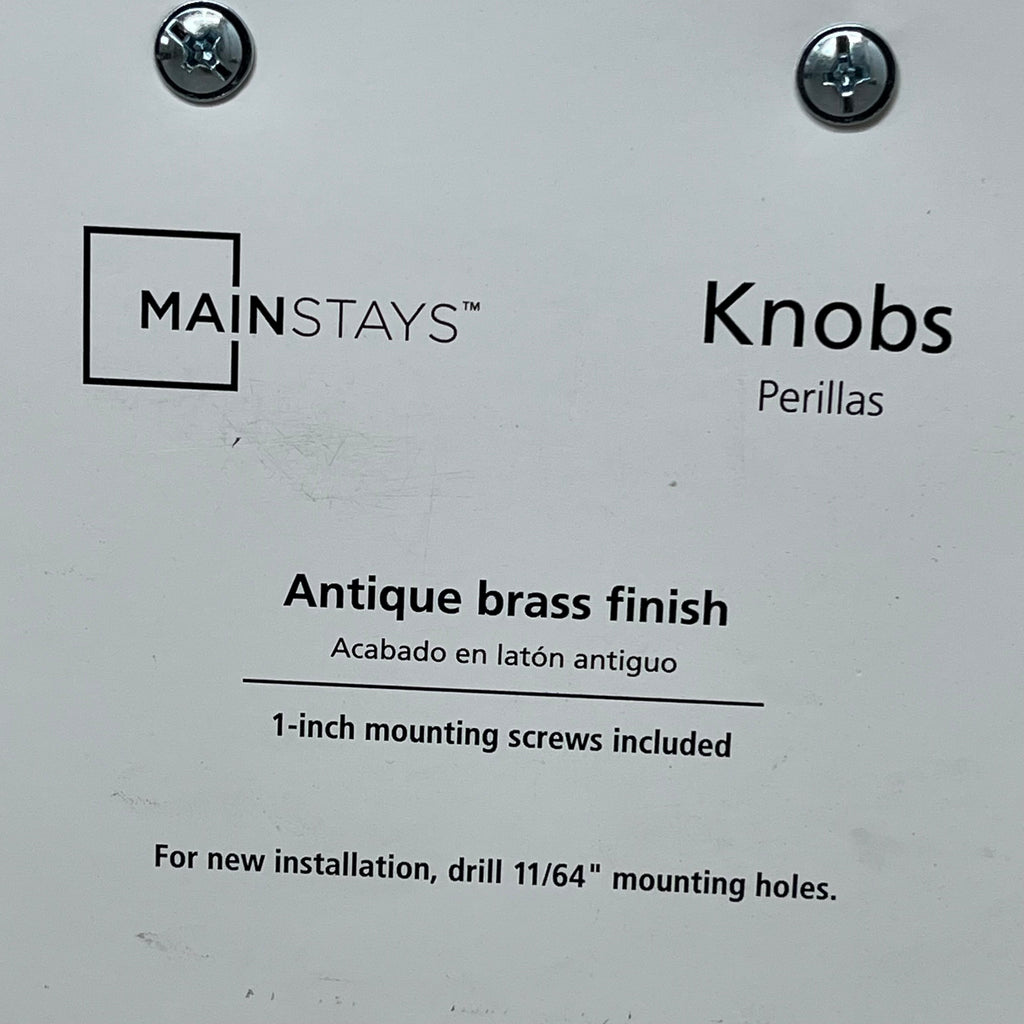 MAINSTAYS(10 PACK) Traditional Cabinet Knobs 1" Screws 1-3/16 Dia Antique Brass