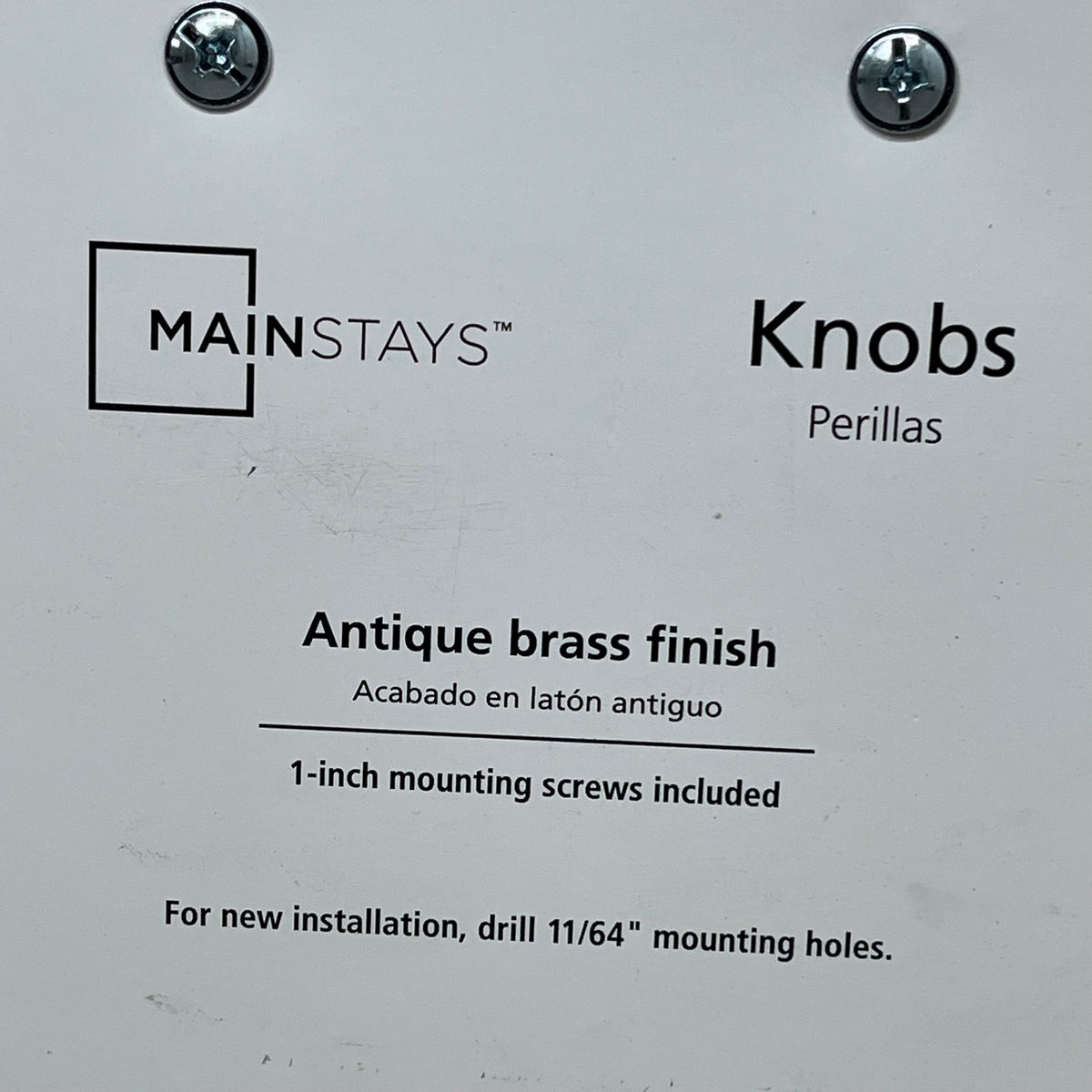 MAINSTAYS(10 PACK) Traditional Cabinet Knobs 1" Screws 1-3/16 Dia Antique Brass