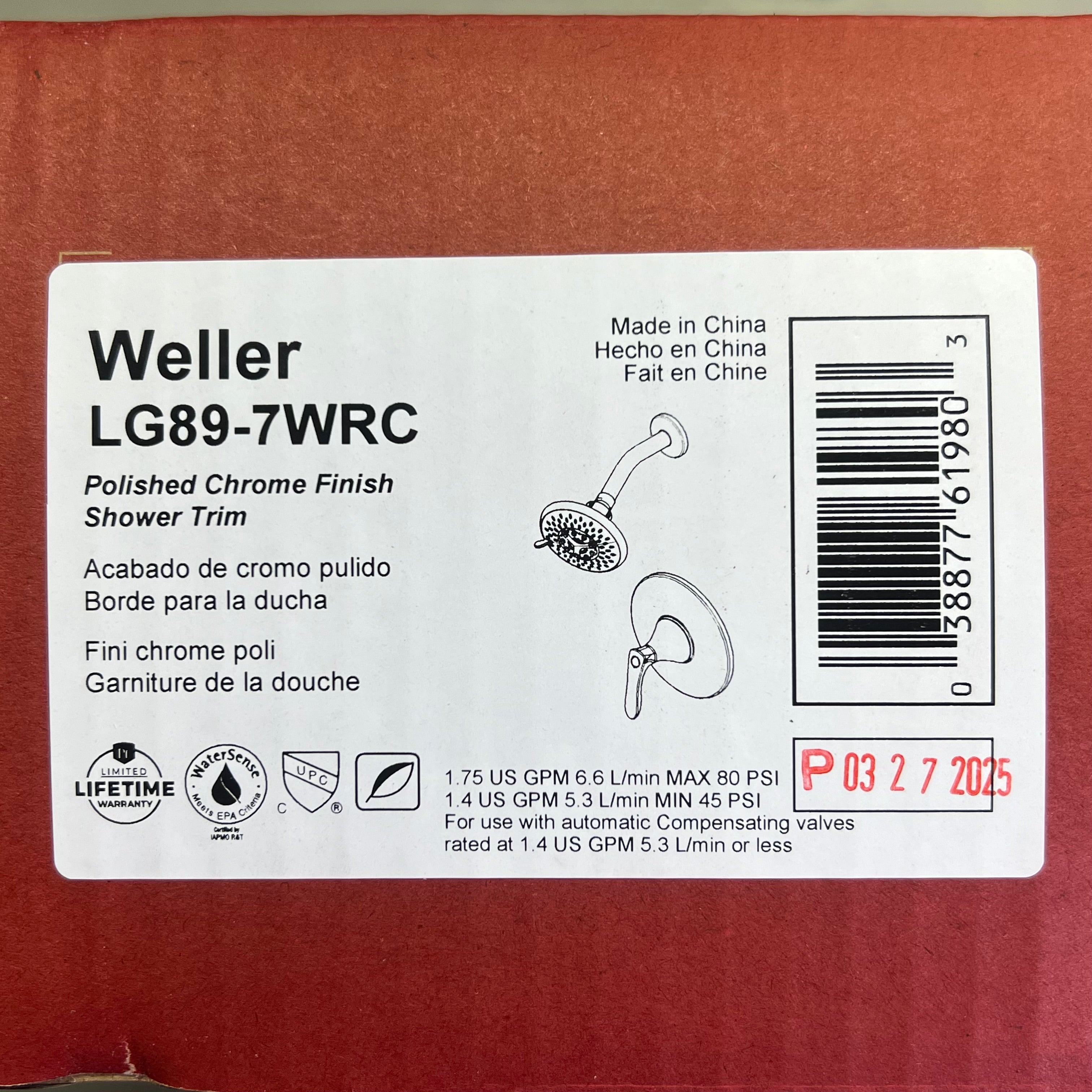 PFISTER Weller 1 Handle Shower Only Trim Kit Finished Polished Chrome LG89-7WRC