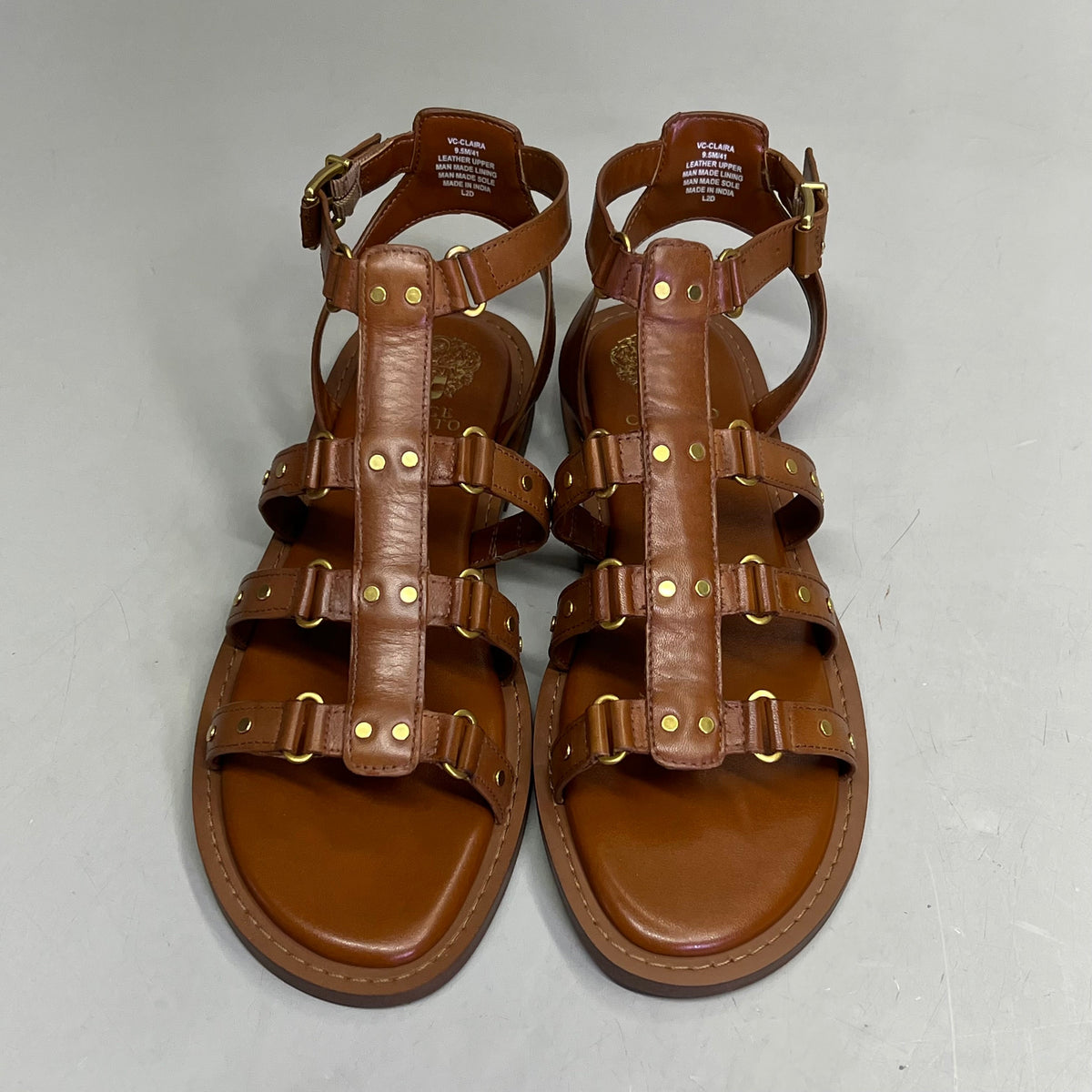 VINCE CAMUTO Leather Studded Gladiator Sandals Women's Sz 7M Caramelo VC-Claira
