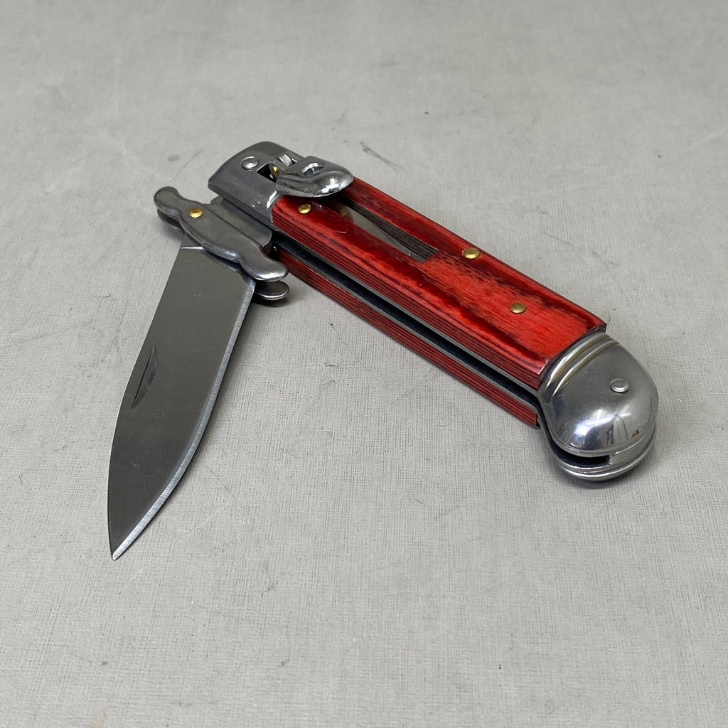 ZA@ ARMED FORCE TACTICAL Handcrafted OTF Pocket Knife 3.5" Blade 8" Overall Length Red ST-10WD