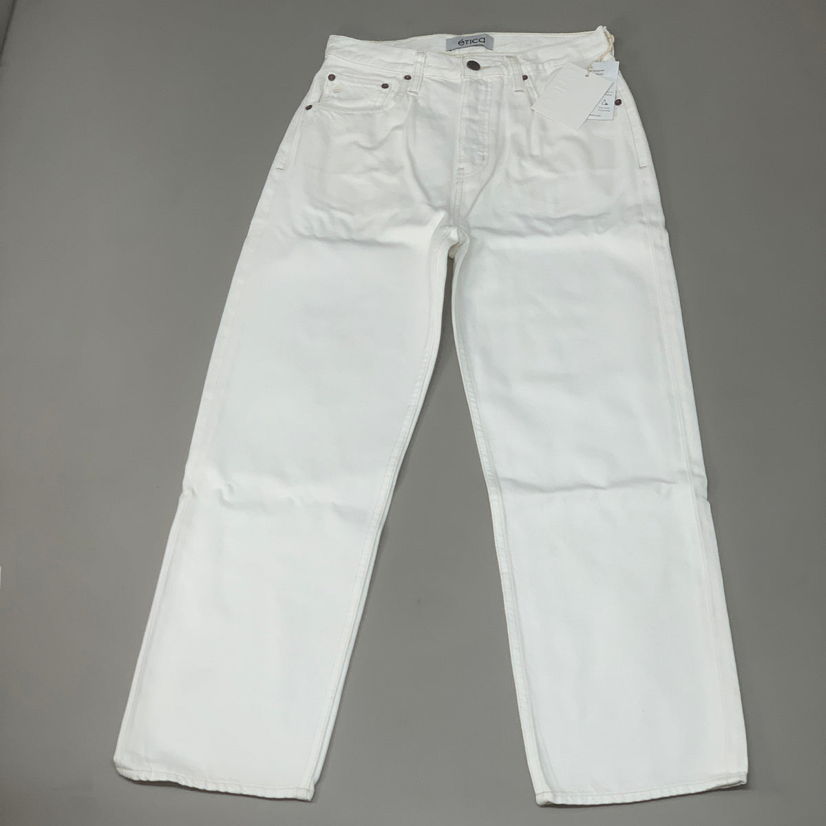 ETICA Tyler High Waist Straight Leg Ankle jeans Vintage White Size 26 EW180114A