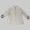 MULTIPLES Button-Up Plaid Shirt w/Cuff Petite Women's Sz PM Brown/Cream M44506BP