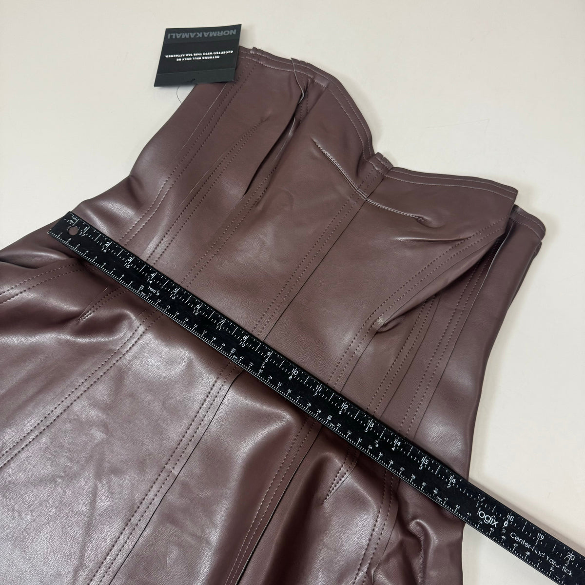 NORMA KAMALI Strapless Grace Mini Dress Unlined Women's Sz L/40 Chocolate