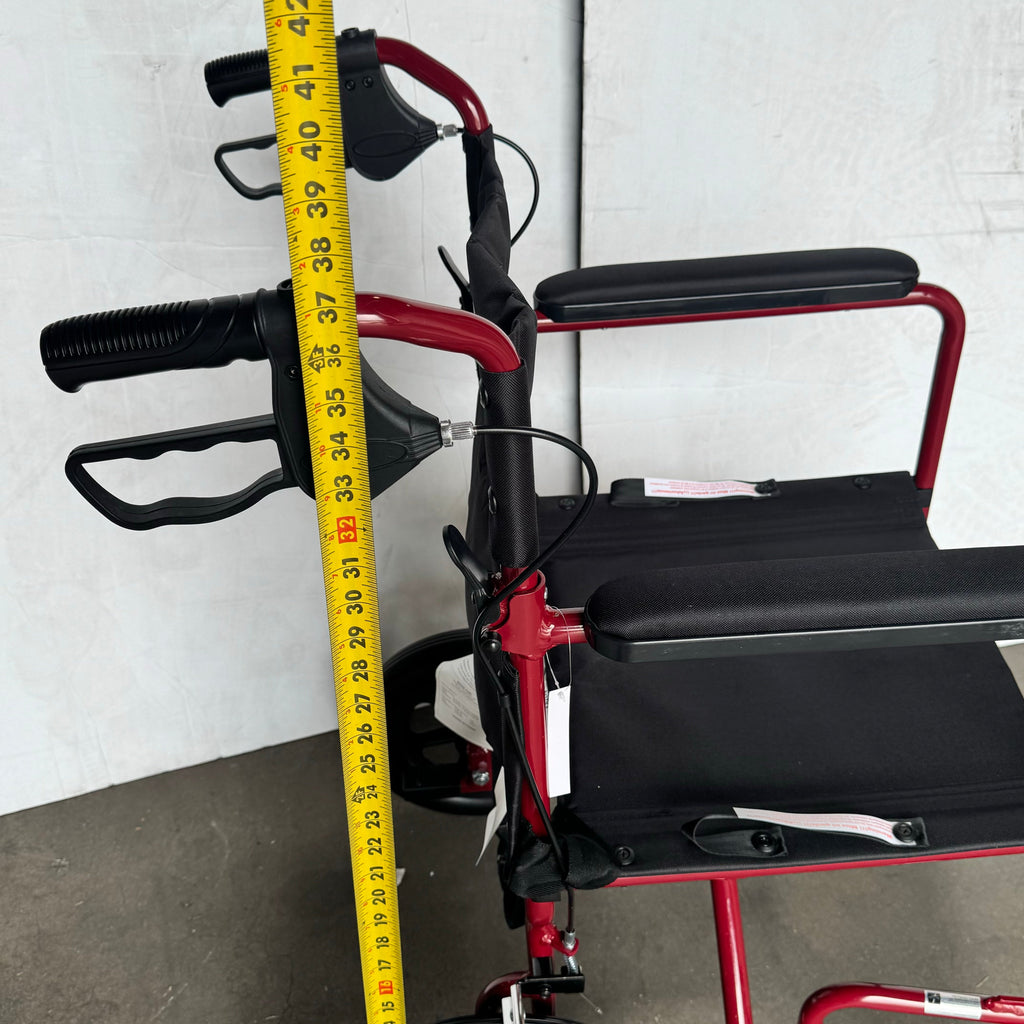 MEDLINE Basic Aluminum Transport Chair 19" Seat 12" Rear Wheels Red MDS808200ARE