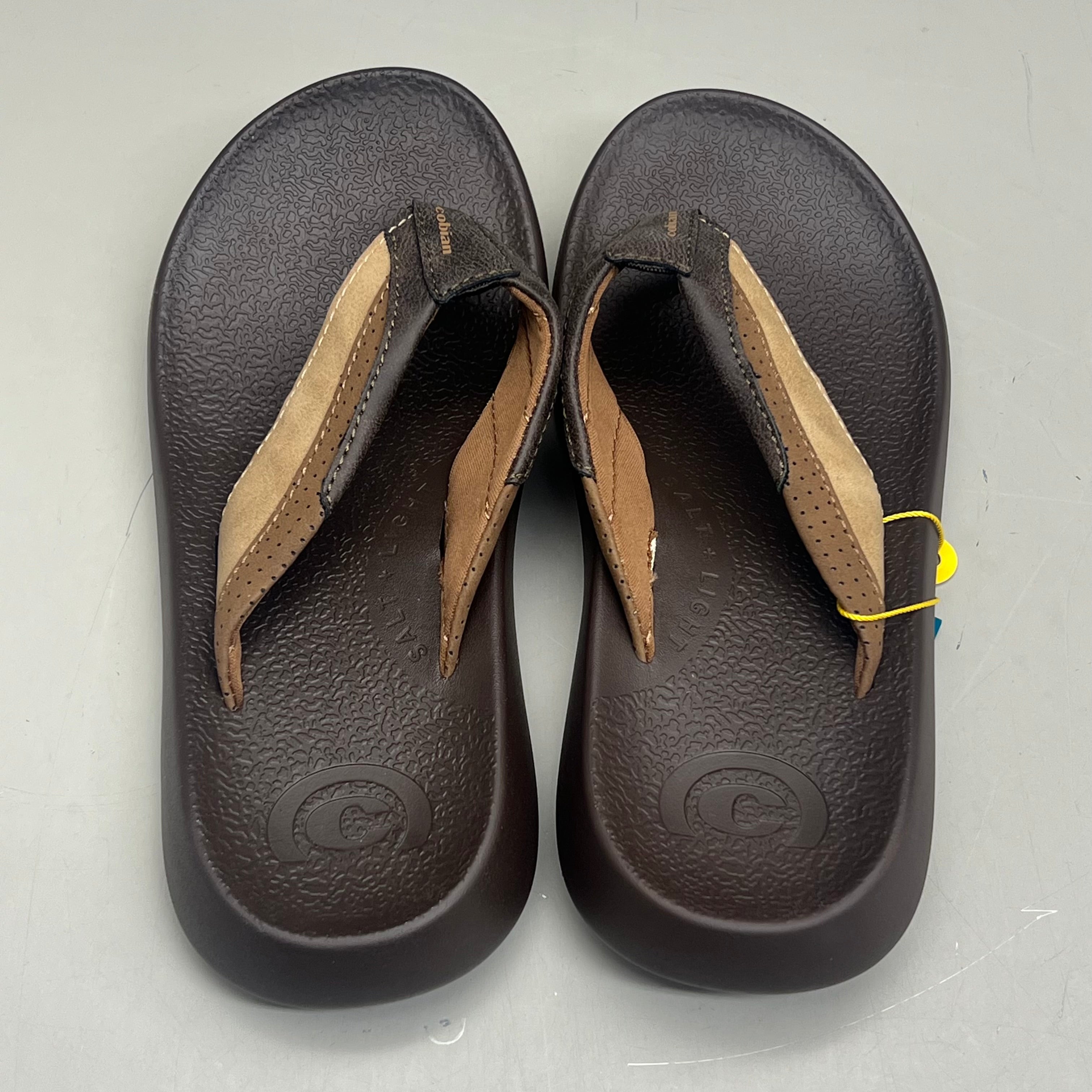 COBIAN Compass Synthetic Leather Strap Sandals Men's Sz 10, EU 43 Chocolate COM25-201-10