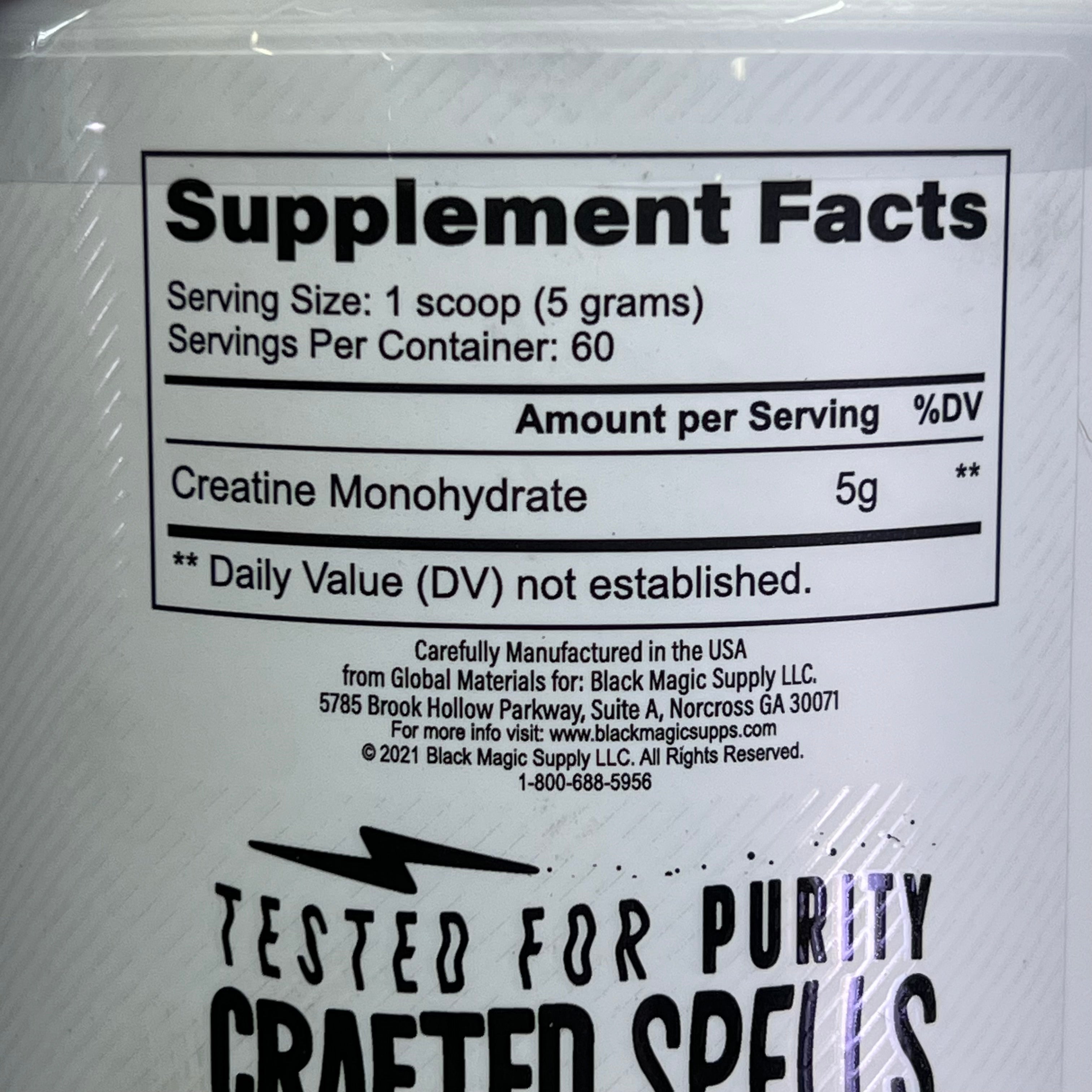 BLACK MAGIC Creatine Monohydrate 100% Pure 5G Per Serving BB 01/27 60 Servings