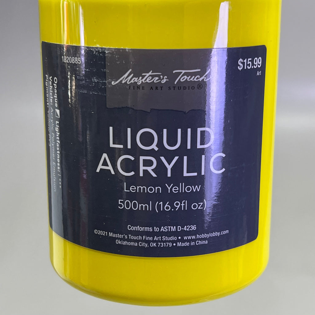 MASTERS TOUCH (2 PACK) Liquid Acrylic Artist Paint 16.9 oz Lemon Yellow 1820885