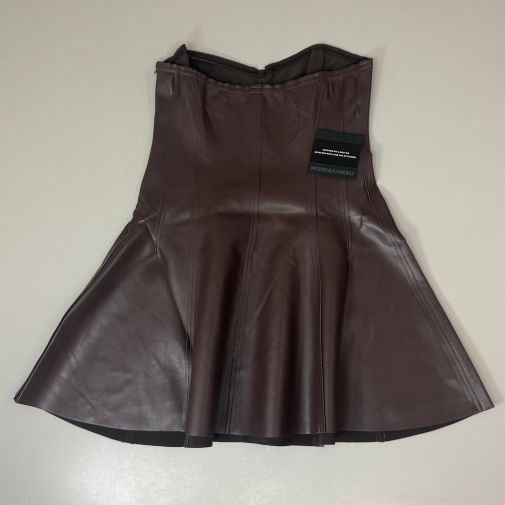 NORMA KAMALI Strapless Grace Mini Dress Unlined Women's Sz L/40 Chocolate