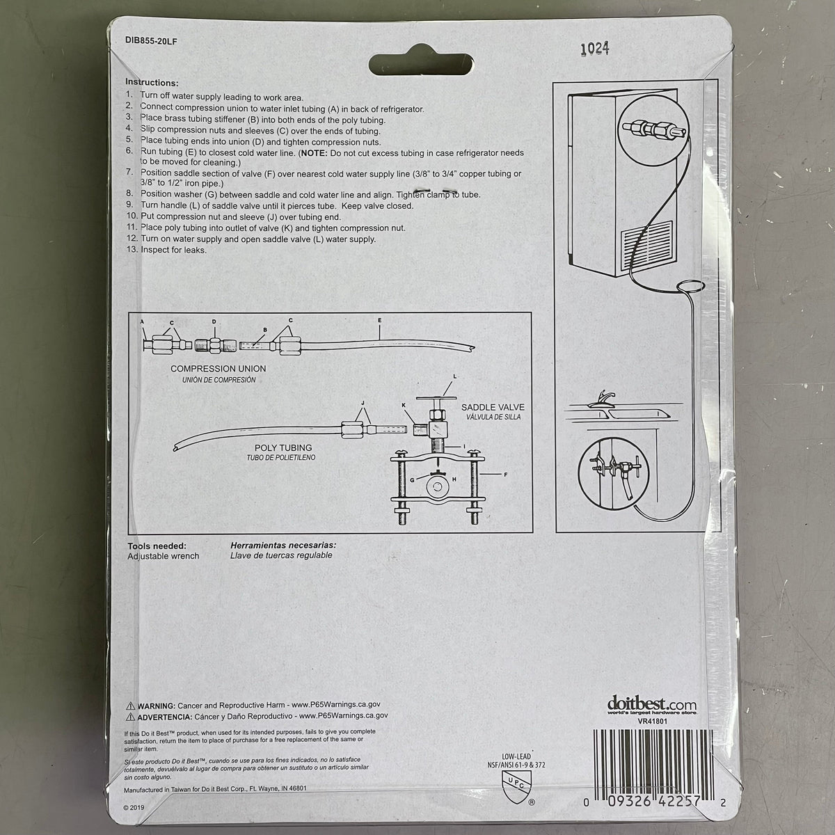 DO IT BEST Poly Tubing Ice Maker Installation Kit 25' x 1/4" DIB855-20LF 456045
