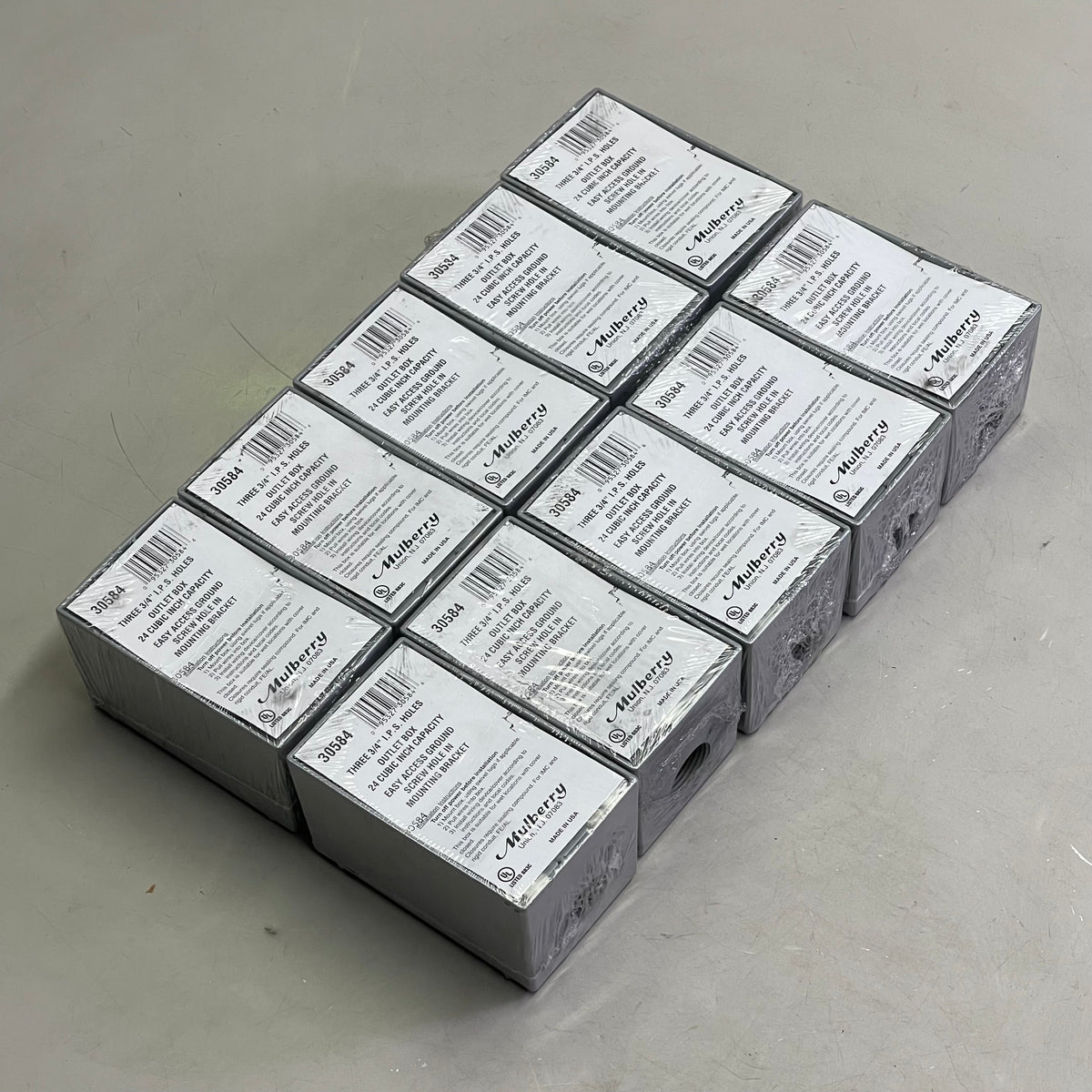 MULBERRY (10 PACK) Electrical Outlet Box, Wet Location Three 3/4" Hubs  Aluminum 30584