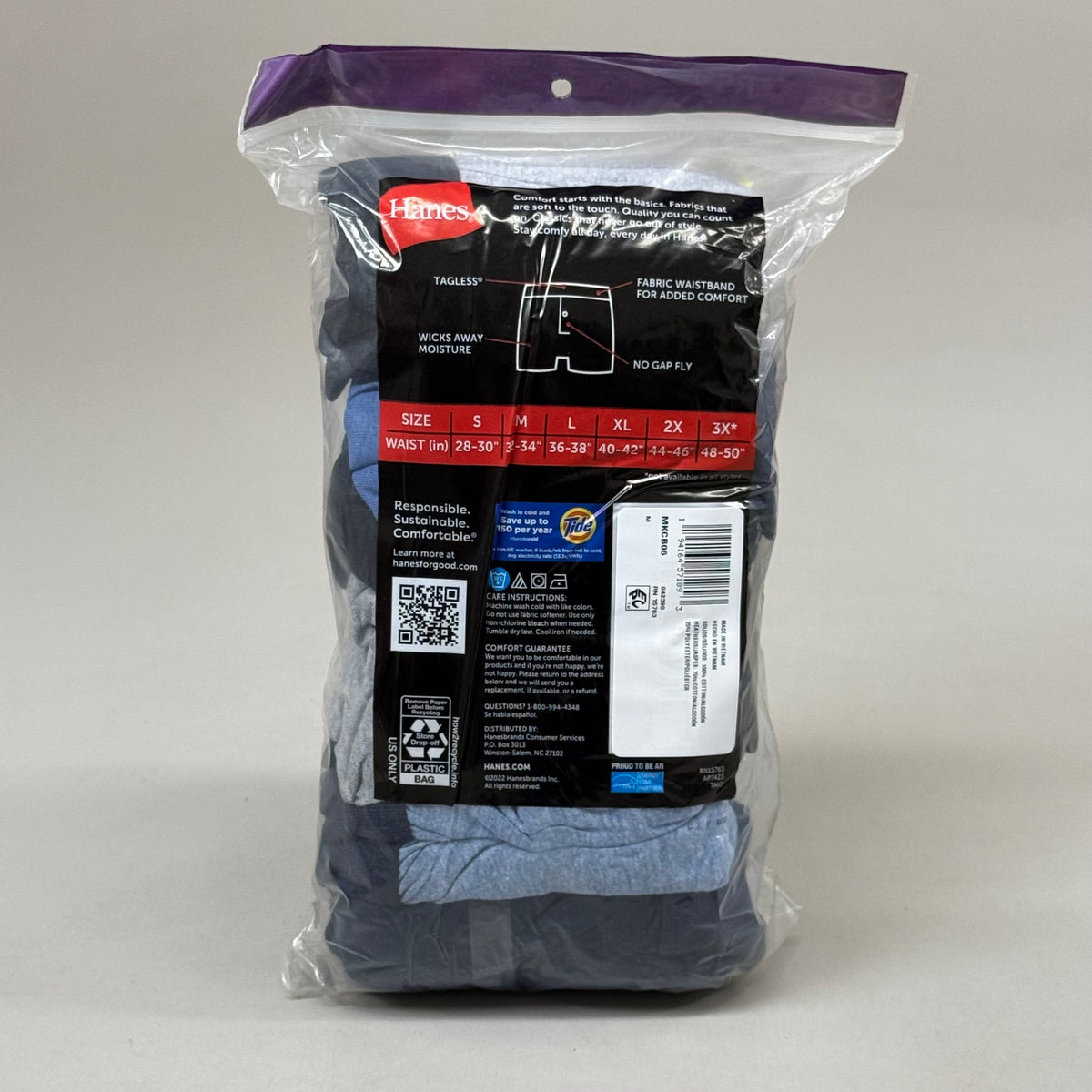 HANES (6 PACK) Men's Boxer Briefs Sz M 32-34" Black/Blue/Grey MKCB06