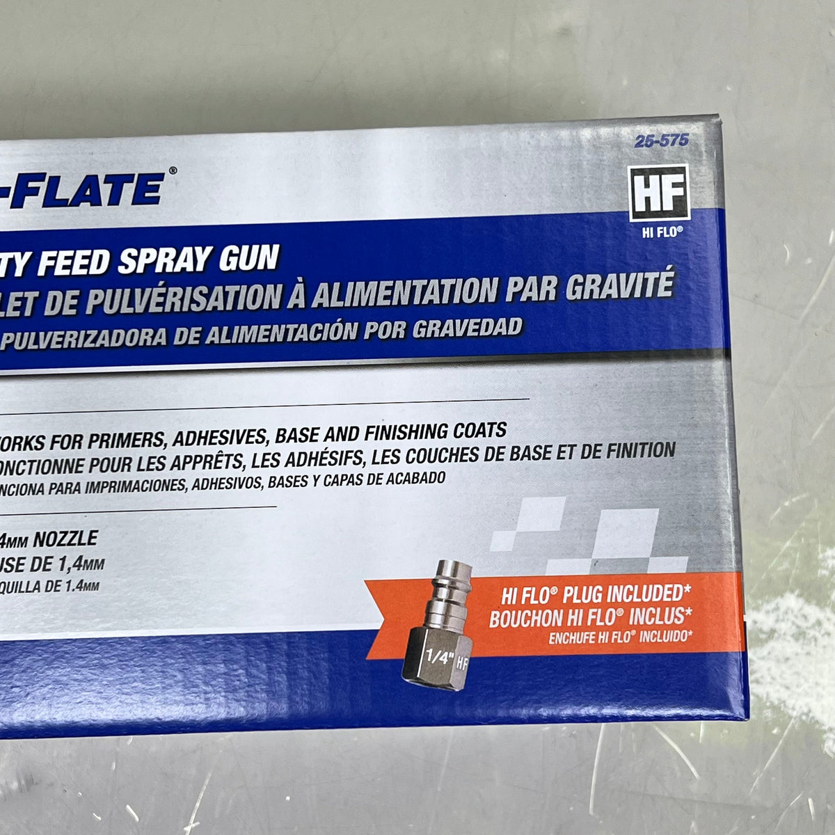 TRU-FLATE Full-Size HVLP Spray Gun-HF  600cc Hopper Sz Clear/Chrome TRFL25575