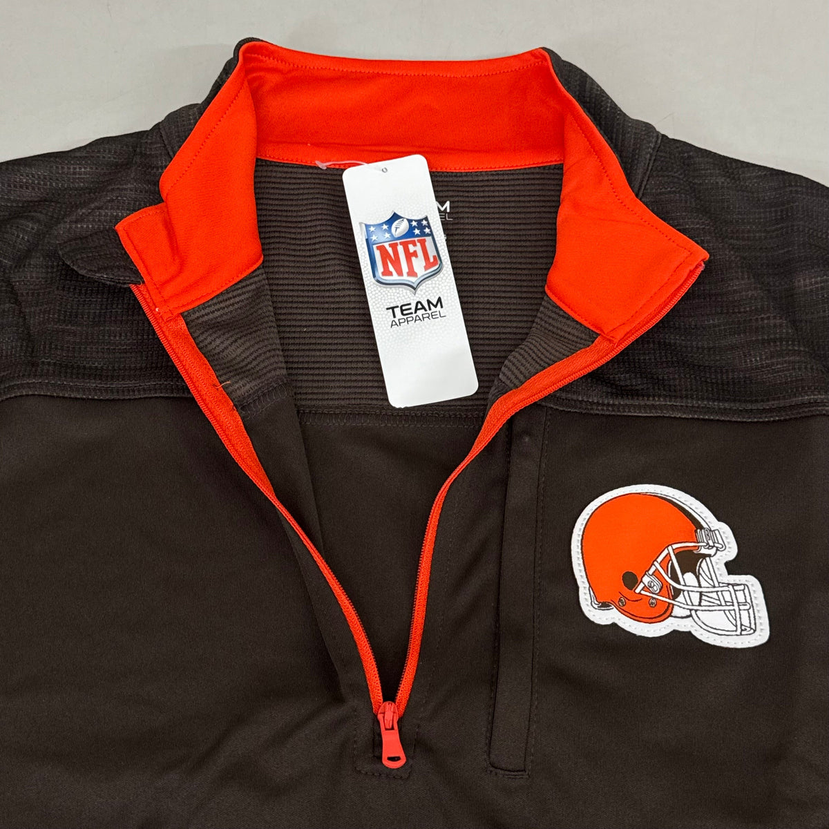 NFL Cleveland Browns Quarter Zip Pullover Shirt Long Sleeve L Brown 1802969