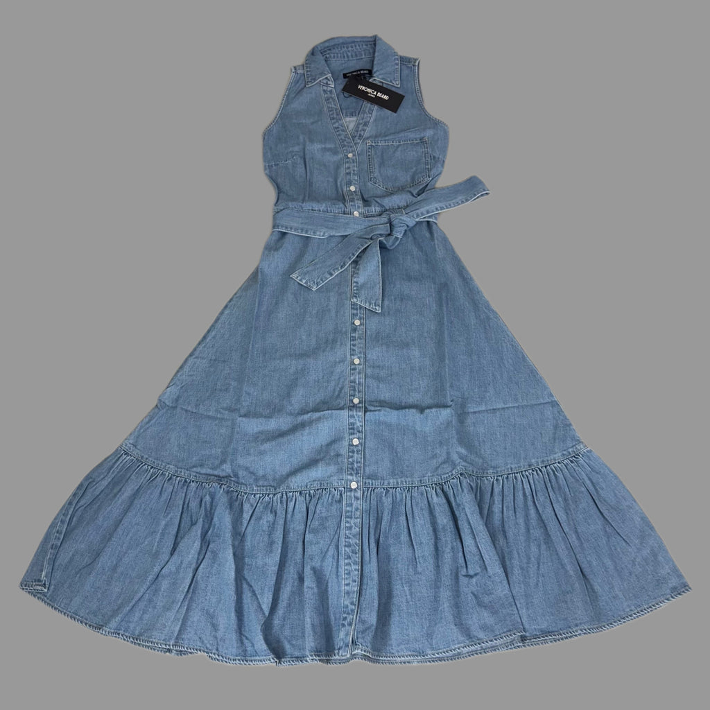 VERONICA BEARD Jeans Edwina Sleeveless Midi Dress Sz-4 Iceberg J24067101287IC