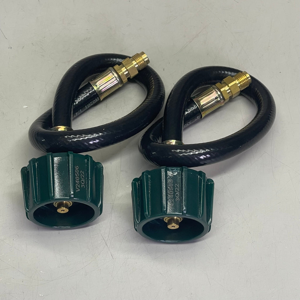 FLAME KING (2 PACK) Van/Trailer Propane Tank Pigtail 15" Black w/ Green E15INPT