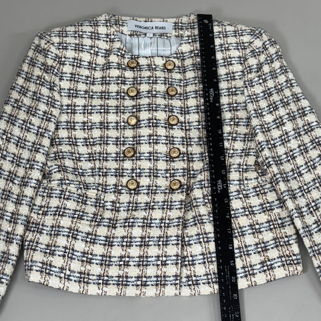 VERONICA BEARD Bentley Tweed Jacket Sz-6 Ivory/Camel 2406TW6810474